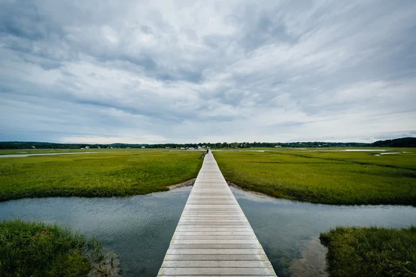 The Sandwich Boardwalk and a wetland, em Sandwich, Cape Cod, Mas — Fotografia de Stock