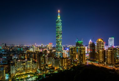 Taipei 101 ve Taipei manzarası, gece, Elephan üzerinden görünümü