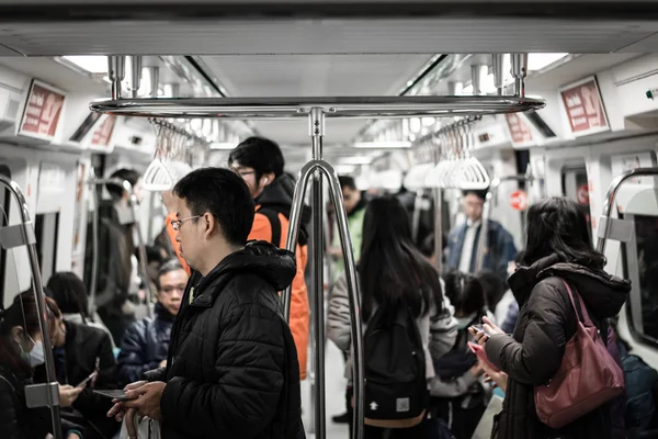 The interior of an MRT train in Taipei, Taiwan. — Stock Photo, Image