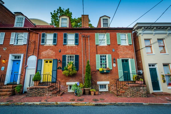 Tarihi evler ve bir sokak Annapolis, Maryland. — Stok fotoğraf