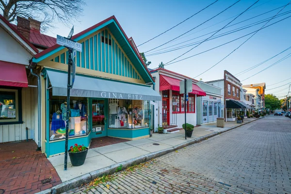 Lojas ao longo de Maryland Avenue, no centro de Annapolis, Maryland . — Fotografia de Stock