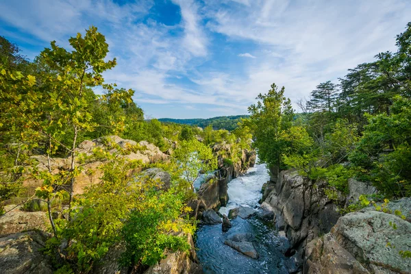 Peřeje řeky Potomac v Great Falls vidět z Olmsted je — Stock fotografie