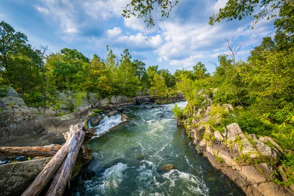 Rapides dans la rivière Potomac à Great Falls, à partir de Olmsted Is — Photo