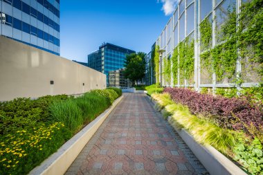 Özgürlük Parkı ve modern binalar bir geçit boyunca bahçeleri 