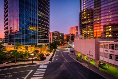 Rosslyn, Arlington, Virginia batımında modern binalar.