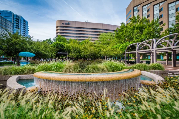 Fountains and modern buildings in Crystal City, Arlington, Virgi — Stock Photo, Image