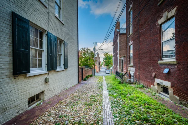 Gränd och gamla byggnader i gamla stan, av Alexandria, Virginia — Stockfoto