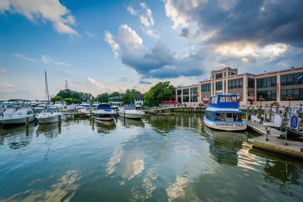 Båtar dockad vid Potomac floden, i Alexandria, Vir — Stockfoto