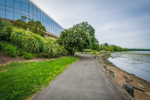 Paseo a lo largo del río Potomac y moderno edificio de oficinas en Al — Foto de Stock