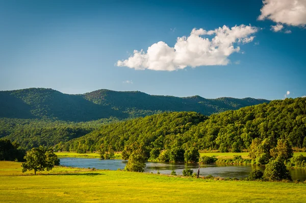 Görünüm alanları, Shenandoah nehri ve t uzak dağlarda — Stok fotoğraf