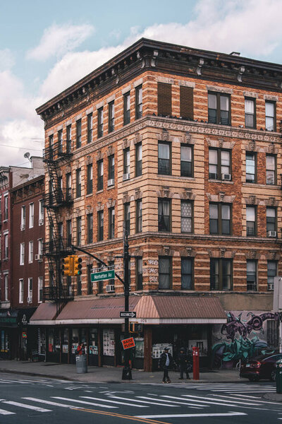 Street scene and historic architecture in Greenpoint, Brooklyn, New York City