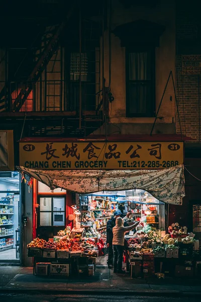 Mercearia Noite Chinatown Manhattan Nova Iorque — Fotografia de Stock