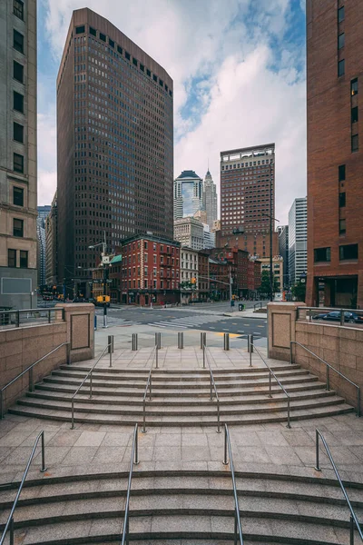 Pemandangan Cityscape Persimpangan Water Street Broad Street Financial District Manhattan — Stok Foto