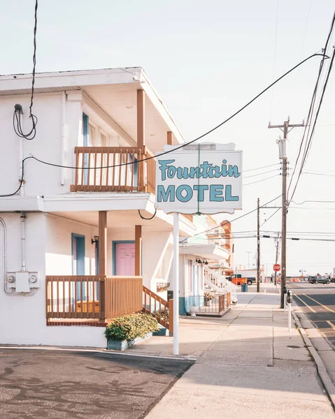 Fontän Motel Skylt Wildwood New Jersey — Stockfoto