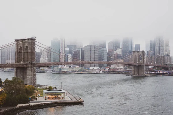 Vista Ponte Brooklyn Partir Ponte Manhattan Nova Iorque — Fotografia de Stock