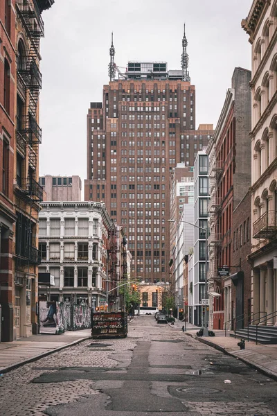 Уличная Сцена Архитектурой Сено Манхэттен Нью Йорк — стоковое фото