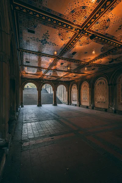 Bethesda Terrace Altında Central Park Manhattan New York — Stok fotoğraf