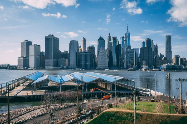 Uitzicht Skyline Van Manhattan Vanuit Brooklyn Heights Brooklyn New York — Stockfoto