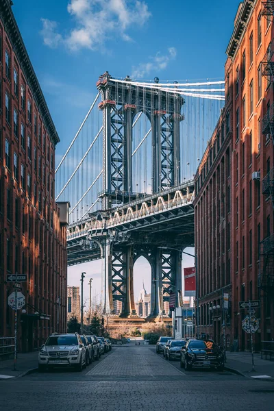 Манхэттенский Мост Улица Вашингтон Дамбо Бруклин Нью Йорк — стоковое фото