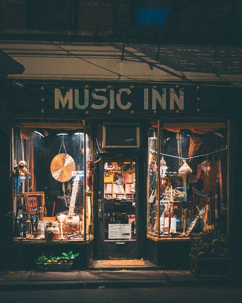 Tienda Música Noche West Village Manhattan Nueva York — Foto de Stock