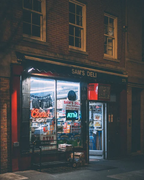 Sams Deli Natten West Village Manhattan New York — Stockfoto