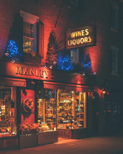 Manleys Vins Spiritueux Nuit Dans West Village Manhattan New York — Photo