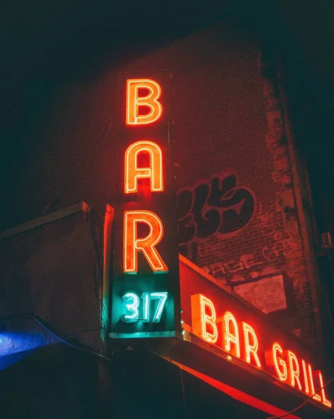 Bar Neon Sign Parkside Lounge Lower East Side Manhattan New — Stock Photo, Image