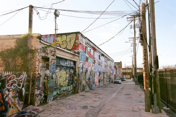 Graffiti Gasse Bahnhof Nord Baltimore Maryland — Stockfoto