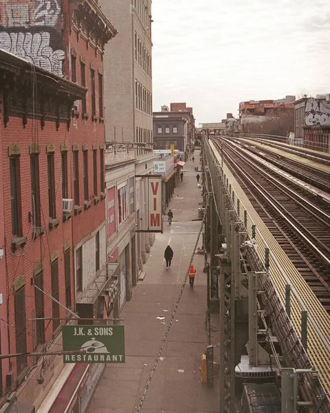 Vista Broadway Das Trilhas Trem Broadway Triangle Brooklyn Nova York — Fotografia de Stock