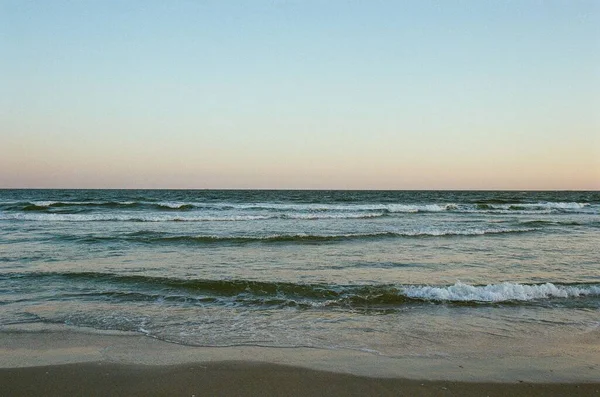 Ondas Oceano Pacífico Pôr Sol Nos Rockaways Queens New York — Fotografia de Stock