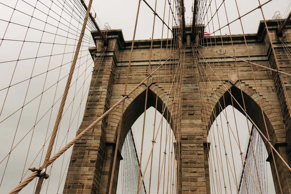 Detalhes Arquitetônicos Ponte Brooklyn Nova York — Fotografia de Stock