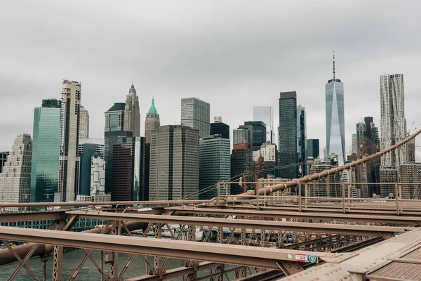 Vista Horizonte Manhattan Partir Ponte Brooklyn Nova Iorque — Fotografia de Stock