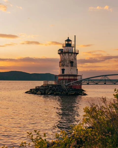 Sleepy Hollow Lighthouse Bei Sonnenuntergang Hudson River Tarrytown Hudson Valley — Stockfoto