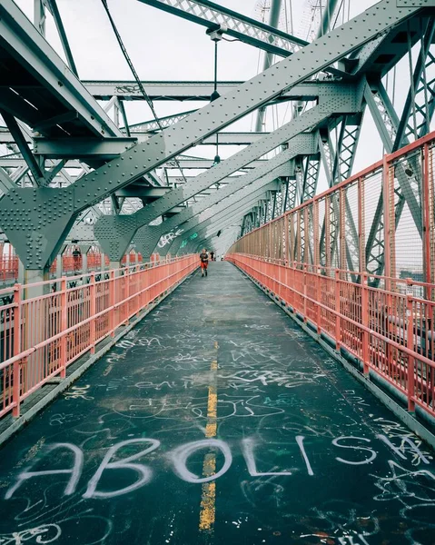 Abolir Graffiti Pasarela Peatonal Del Puente Williamsburg Ciudad Nueva York — Foto de Stock