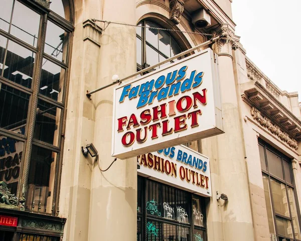 Famous Brands Fashion Outlet Sign Bushwick Brooklyn New York City — Stock Photo, Image