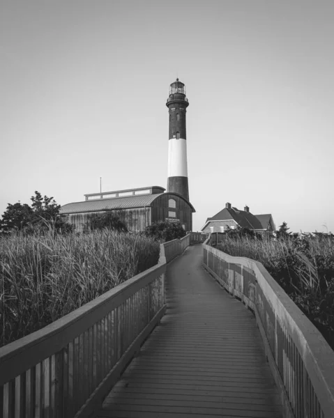 Der Fire Island Leuchtturm Und Die Strandpromenade Long Island New — Stockfoto