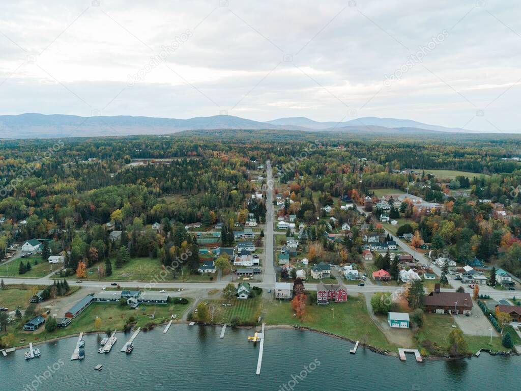 Aerial view of Rangeley, Maine