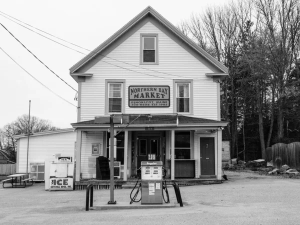 Northern Bay Market Uma Antiga Loja Posto Gasolina Penobscot Maine — Fotografia de Stock