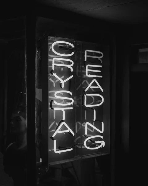 Crystal Reading Neon Sign Soho Manhattan New York City — Stock Photo, Image