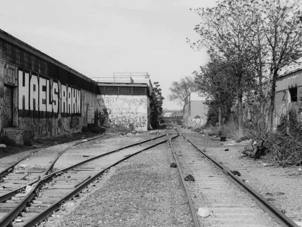 Eisenbahnstrecke Einem Industriegebiet Von East Williamsburg Brooklyn New York City — Stockfoto