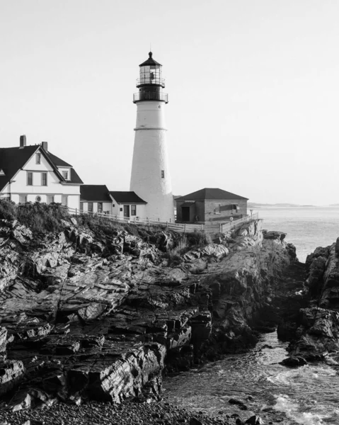 Portland Head Lighthouse Wschodzie Słońca Portland Maine — Zdjęcie stockowe