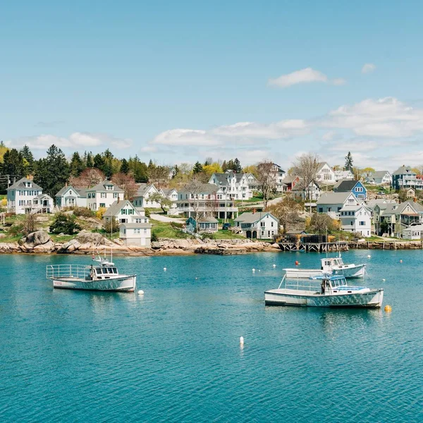 Barcos Puerto Del Pueblo Pesquero Stonington Deer Isle Maine — Foto de Stock