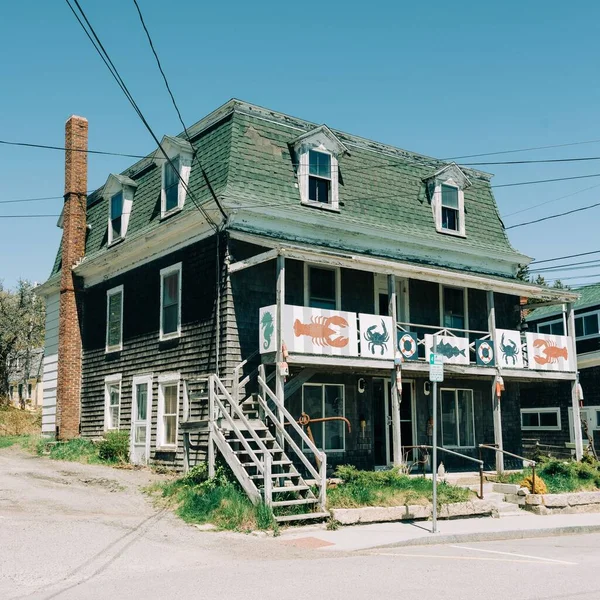 Casa Com Decorações Lagosta Maine Street Stonington Maine — Fotografia de Stock