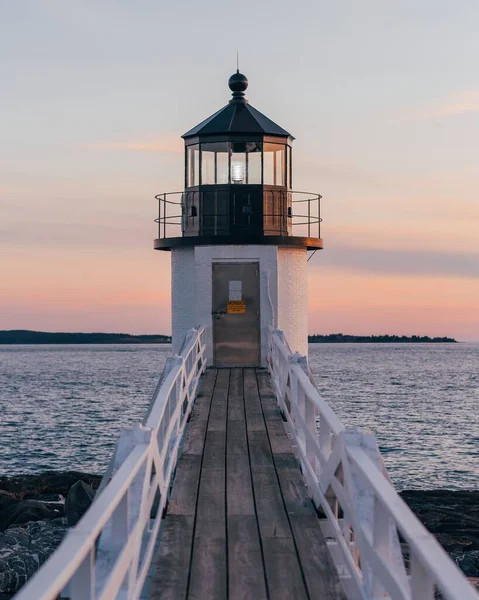 Ein Leuchtturm Auf Einem Pier Marshall Point Leuchtturm Saint George — Stockfoto