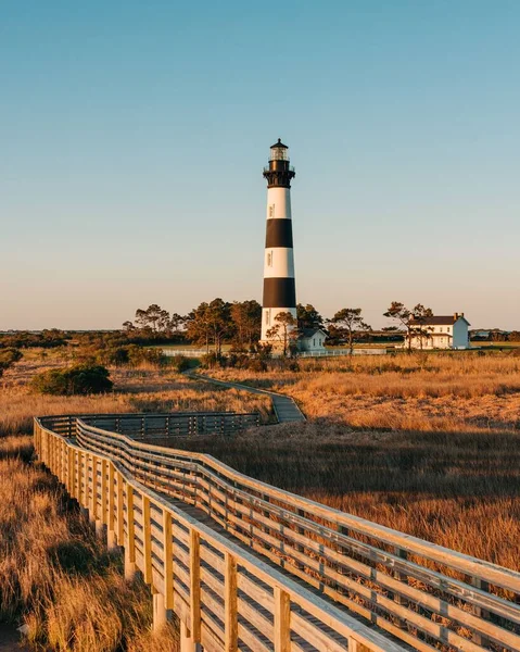 Bodie Island Lighthouse Dan Marsh Boardwalk Trail Outer Banks North — Stok Foto