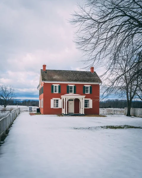 Červený Dům Sněhu Gettysburg Pensylvánie — Stock fotografie