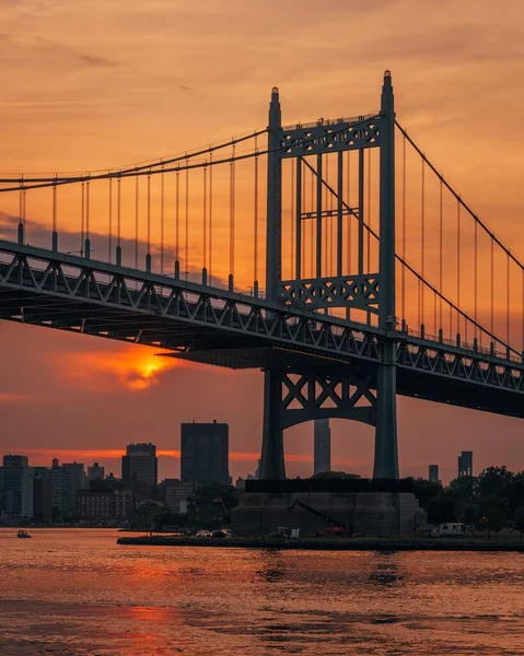 Міст Рфк Заході Сонця Асторії Квінз Нью Йорк — стокове фото