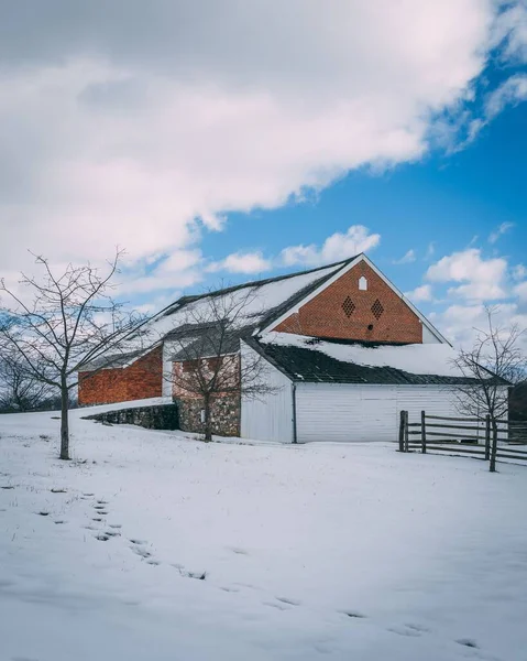 Barn Farm Snow Gettysburg Pennsylvania — Stock Photo, Image