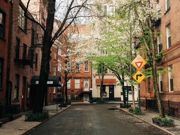 Bostadsgata Med Vårfärger West Village New York — Stockfoto