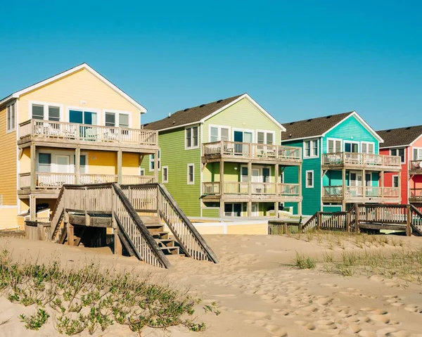 Een Rij Huizen Aan Een Strand Outer Banks North Carolina — Stockfoto